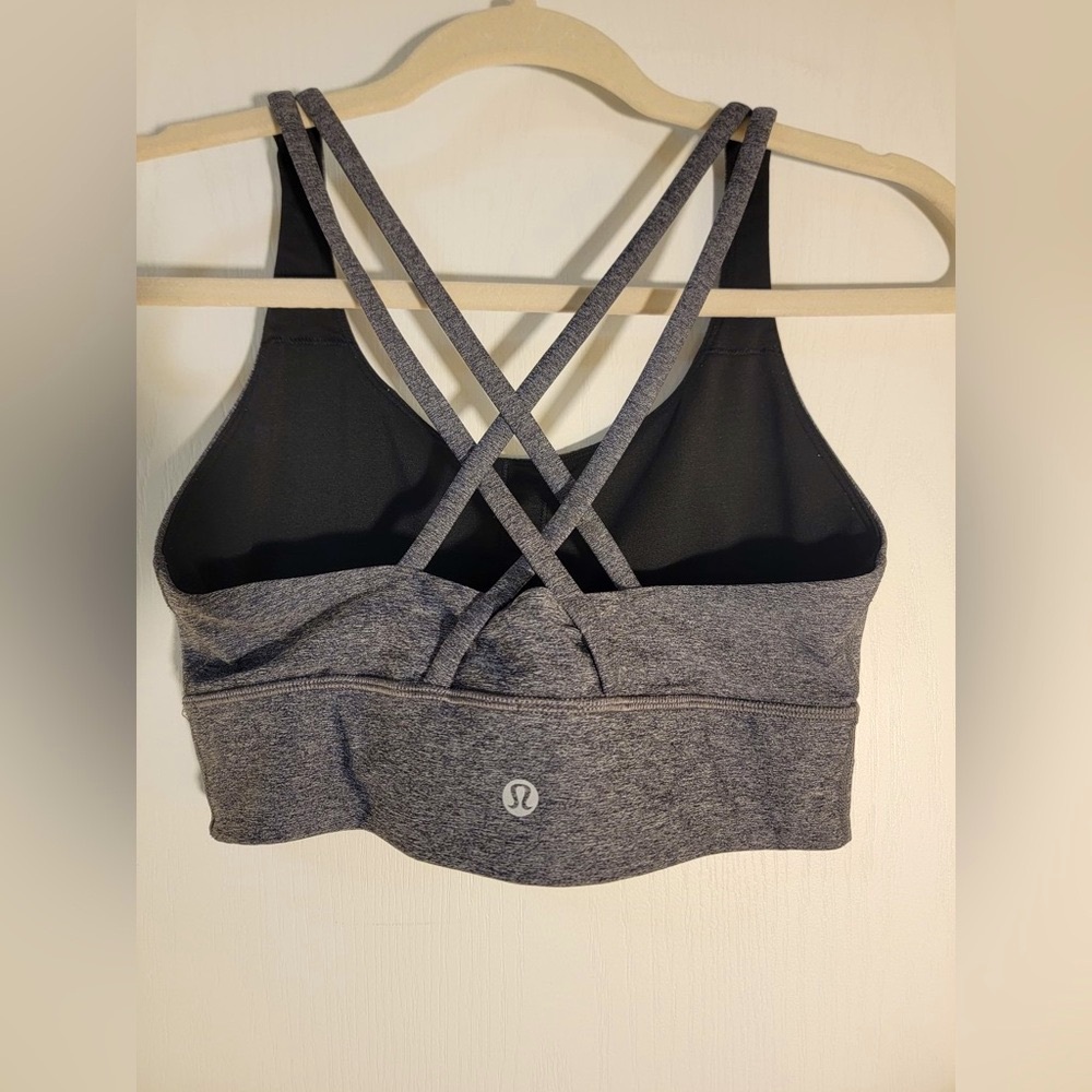 Lululemon Energy Bra *Long Line• Grey/ Heathered Black•FLAWLESS• size 8 - Picture 5 of 11